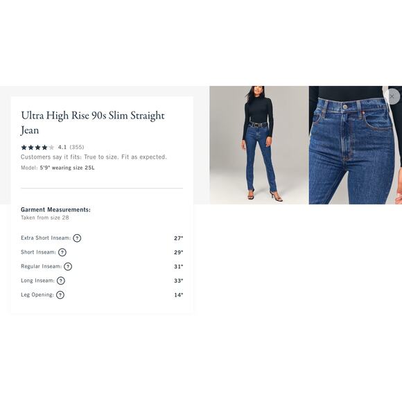 Abercrombie Ultra High Rise 90s Slim Straight Jeans Womens Size 32 / 14 New - Picture 13 of 13